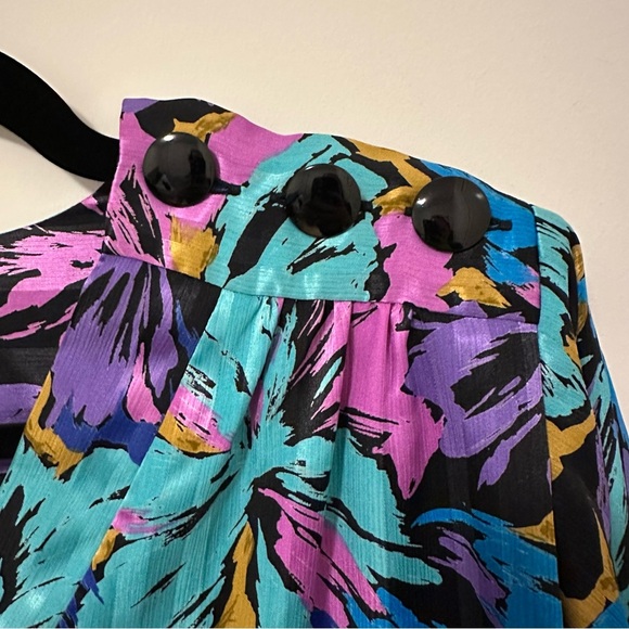 Vintage Yves Saint Laurent Chemisiers YSL 80s/90s colourful floral blouse Medium - Picture 3 of 7